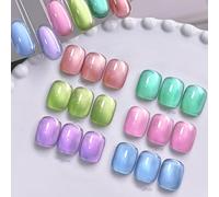 BORN PRETTY Cat Magnetic Eye Gel Nail Polish 6 Colours Pink Blue Green Glitter Gel Polish Mirror Effect with Magnet for Nail Art Manicure Salon DIY at Home