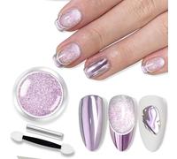 BORN PRETTY Chrome Nail Powder Magnetic Mirror Effect Powder for Nails High Gloss Purple Pure Metallic Nail Glitter Manicure Pigments for Nail Art DIY Salon