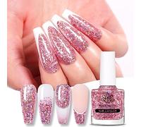 BORN PRETTY Iridescent Nail Polish 10ml Rose Gold Nail Varnish Iridescent Glitter Holo Sequins Nail Polish Quick Dry Long Lasting Manicure Gift for Woman Girls