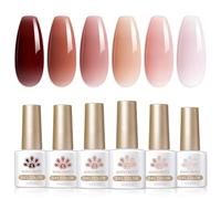 BORN PRETTY Jelly Gel Nail Polish Set 6 Colors Sheer Nude Red Pink Translucent Gel Polish Soak off U V/LED DIY Manicure Gift Rose Garden Series