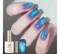 BORN PRETTY Magnetic Gel Nail Polish 15ml Cat's Eye Gel Polish with Magnet Soak-Off U V/LED Blue Shimmer Pearl Glitter Color for Nail Art Salon DIY Home (Insomniac Island)
