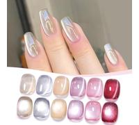 BORN PRETTY Magnetic Gel Nail Polish Jelly Translucent Polish Glitter Shimmer Pearl Auroras U V Gel 6 Colours Pink Nude Nail Lamp Varnish Manicure Kit for Women Gift Set