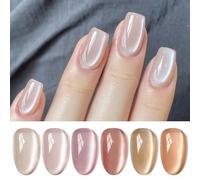 BORN PRETTY Magnetic Gel Nail Polish Set 6 Colors Shimmer Pearl Glitter with Magnet Jelly Pink Nude Colors Iridescent Cat Gel Eye Effect Gel Polish Manicure Nail Art DIY at Home
