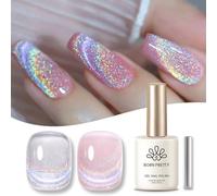 BORN PRETTY Magnetic Gel Nail Polish Silver Iridescent Cat Magnetic Eye Gel Polish Nail Soak Off Nail Art Salon Manicure Collection Gift 15ML