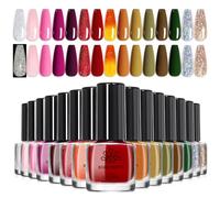 BORN PRETTY Nail Polish Set, 15Pcs Quick Dry & Long Lasting Pink Red Brown Colors Nail Varnish Gift Set for Women