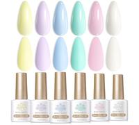 BORN PRETTY Pastel Gel Nail Polish Set 6 Rainbow Colours | Soft pastel shades including pink, purple and blue with UV LED soak off formula for DIY nail art and salon manicure