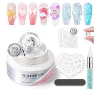 BORN PRETTY Solid Builder Nail Gel Kit - 60g Large Capacity Nail Builder Gel for 3D Sculpting Non-Sticky Hard Gels for Nails Extension Carving Soak Off UV LED Salon Home DlY