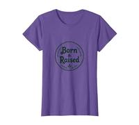 Born & Raised Rustic Hometown Pride Emblem T-Shirt, Women, Purple Heather, XL