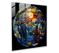 Born Stained Glass Art Print - Born, Art Glass, Stained Glass Art, Nature, 50 cm x 50 cm