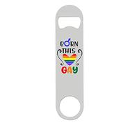 Born This Gay Rainbow Heart LGBT Pride Statement Printed bar Blade with Bottle Opener - White Double Sided Print
