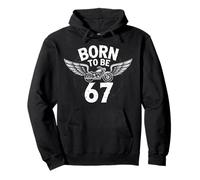 Born To Be 67 Motorcycle Biker Wings Vintage Pullover Hoodie