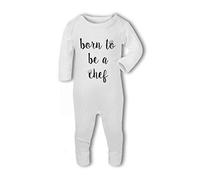 Born to be a Chef with Chefs hat - Baby Romper Suit - 6-12 Months