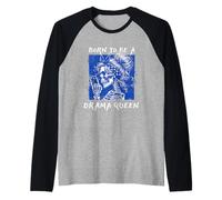 Born To Be A Drama Queen Old School Rockabilly Skull Raglan Baseball Tee