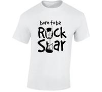 Born To Be a Rock Star Mens T-Shirt Music Guitar Rock n Roll Unisex Boys Girls Kids Gift Unisex Boys Girls Kids TShirt Printed Design White - Youth Small (Age 5-6)