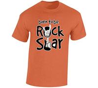 Born To Be a Rock Star Mens T-Shirt Music Guitar Rock n Roll Unisex Boys Girls Kids Gift Unisex Boys Girls Kids TShirt Printed Design Orange - Youth Small (Age 5-6)