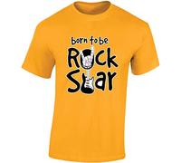Born to Be a Rock Star Mens T-Shirt Music Guitar Rock n Roll Unisex Boys Girls Kids Gift Unisex Boys Girls Kids Tshirt Printed Design Gold - Small