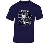Born To Be a Rock Star Mens T-Shirt Music Guitar Rock n Roll Unisex Boys Girls Kids Gift Unisex Boys Girls Kids TShirt Printed Design Navy Blue - Youth Medium (Age 7-8)