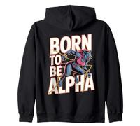 Born To Be Alpha Women Strong Confident Meme Werewolf Girl Zip Hoodie