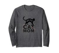 Born to Be Cat Mom: Feline Lover Pride Long Sleeve T-Shirt, Adult Unisex, Dark Heather Grey, M