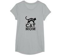 Born to Be Cat Mom: Feline Lover Pride T-Shirt, Girls, Heather Grey, Small