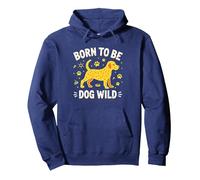 Born to Be Dog Wild Paw Print Puppy Lover Pullover Hoodie, Adult Unisex, Navy, XL