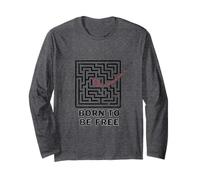 Born to Be Free Creative Maze Distressed Long Sleeve T-Shirt