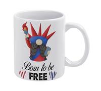 Born to Be Free USA Statue Liberty Gnome Independence Day Mug 4th of July Patriotic Mug Funny Coffee Mug,Man Cave Prints,The Best Gift for Colleagues, Parents, and Grandparents, 110z Men and Women