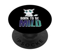 Born To Be Mild Cute Shy Cat Funny Introvert Joke Sarcastic PopSockets Adhesive PopGrip