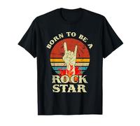 Born To Be Rock Star T-Shirt Hand Horns Vintage Retro T-Shirt