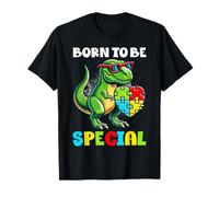 Born To Be Special Dinosaur Autism Awareness Fighter Puzzle T-Shirt