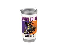Born to Be Wicked Retro Witch Halloween Design Stainless Steel Insulated Tumbler