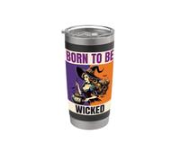 Born to Be Wicked Retro Witch Halloween Design Stainless Steel Insulated Tumbler