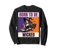 Born To Be Wicked Retro Witch Halloween Design Sweatshirt