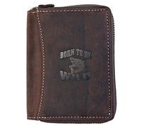 Born to be Wild Large Zip-around Genuine Leather Wallet with Shark