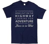 Born to Be Wild Steppenwolf Lyrics T-Shirt - Easy Rider Song Music Band Tee Navy Blue