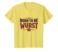 Born to Be Wurst: On My Wurst Behavior Funny Foodie T-Shirt, Kids, Lemon, 6 Years