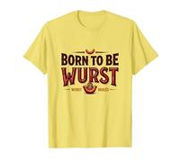 Born to Be Wurst: On My Wurst Behavior Funny Foodie T-Shirt, Men, Lemon, XXL