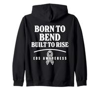 Born to Bend Built to Rise Zebra Ribbon EDS Awareness Design Zip Hoodie