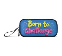 Born to Challenge Nylon Pencil Bag School Supplies Large Capacity Mesh Pen Pencil Case Stationery for Preppy School Kids