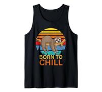 Born to Chill Sloth Retro Sunset T-Shirt - Funny Lazy Animal Tank Top