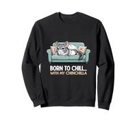 Born To Chill With My Chinchilla Cozy Pet Lover Art Sweatshirt