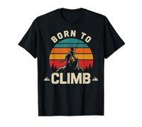 Born to Climb Cat Rock Climbing Retro Sunset Climber Value Graphic T-Shirt