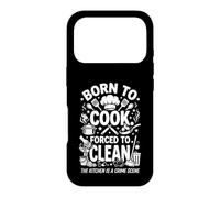 Born to Cook Forced to Clean Kitchen Crime Scene Typography Case for iPhone 17 Pro