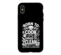 Born to Cook Forced to Clean Kitchen Crime Scene Typography Case for iPhone X/XS