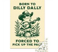 Born to Dilly Dally Cowboy Frog Playing Banjo Jigsaw Puzzle, 1000 Piece | As a Christmas gift idea, this adult jigsaw puzzle with 1000 pieces adds a classic jigsaw activity to the holiday season.