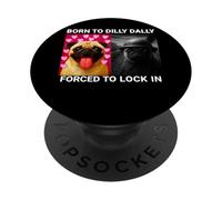 Born To Dilly Dally Forced To Lock In Pug Funny Dog Meme PopSockets Adhesive PopGrip