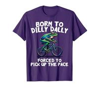 Born to Dilly Dally Forced to Pick Up The Pace Funny Meme T-Shirt, Men, Purple, Medium