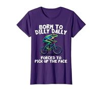 Born to Dilly Dally Forced to Pick Up The Pace Funny Meme T-Shirt, Women, Purple, Medium