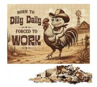 Born to Dilly Dally, Forced to Work Funny Cow Jigsaw Puzzle, 1000 Pieces