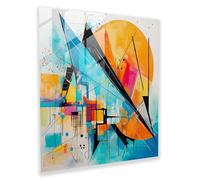 Born To Evolve: Glass Wall Art - Born, Living Brush Strokes, Glass Wall Art, Geometric Shapes, 50cm x 50cm